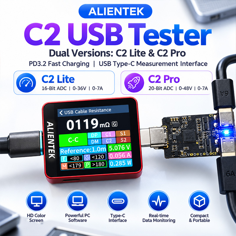 ALIENTEK C2 – tester z kolorow – Power Supply Tester recenzja i cena